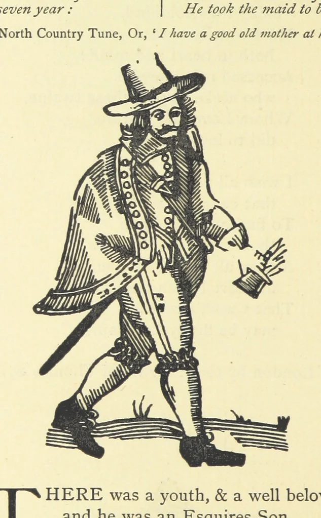 An illustration from A Century of Ballads ... Edited, and illustrated in facsimile of the originals, by J. Ashton, 1887, leaf 186