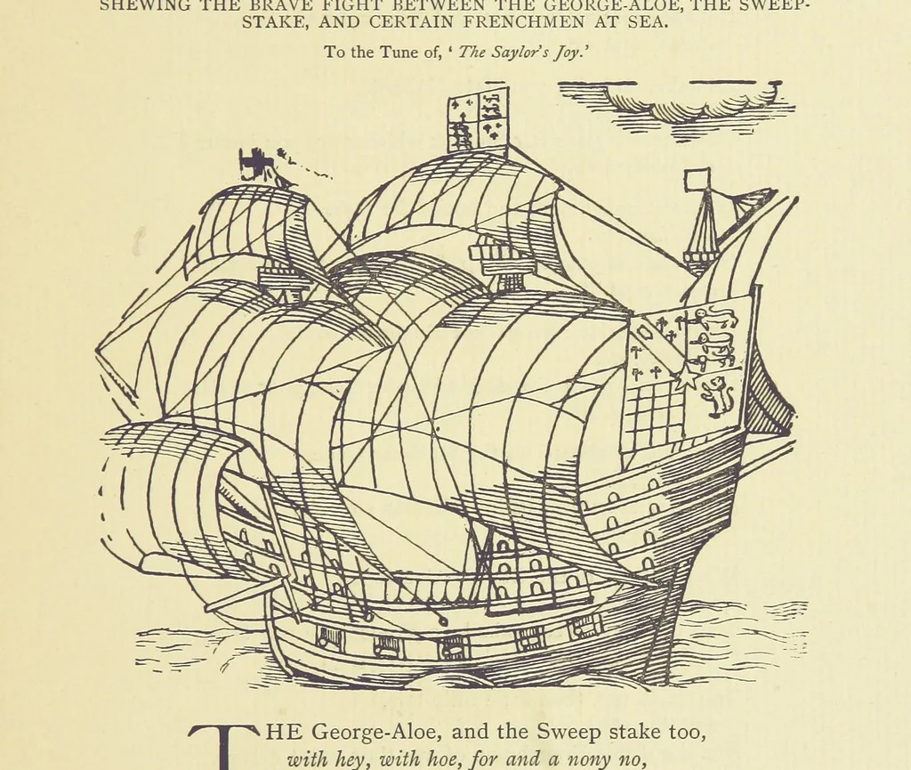 An illustration from A Century of Ballads ... Edited, and illustrated in facsimile of the originals, by J. Ashton, 1887, leaf 233