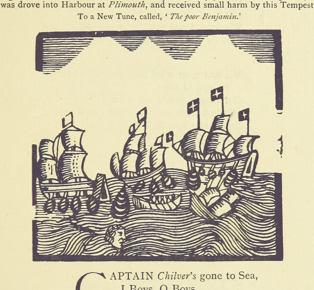 An illustration from A Century of Ballads ... Edited, and illustrated in facsimile of the originals, by J. Ashton, 1887, leaf 237