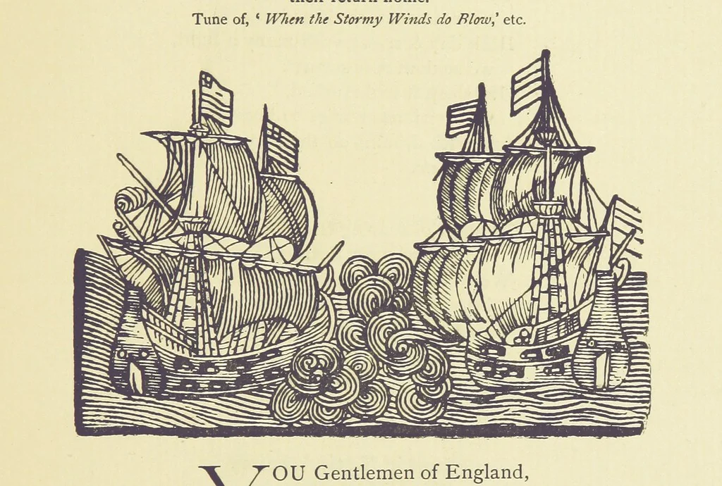 An illustration from A Century of Ballads ... Edited, and illustrated in facsimile of the originals, by J. Ashton, 1887, leaf 241