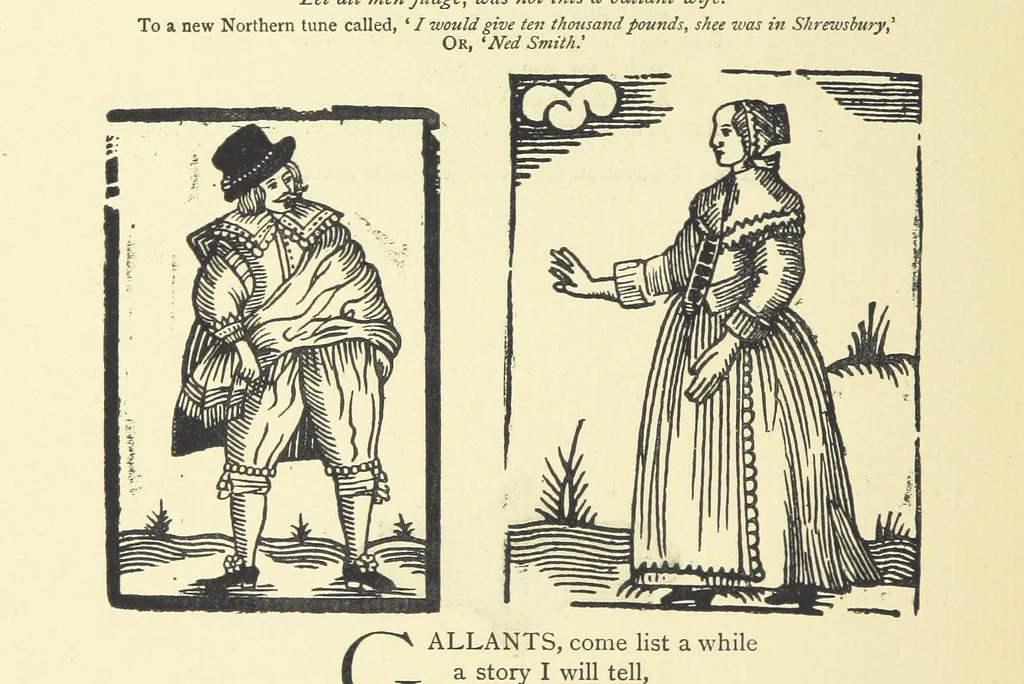 An illustration from A Century of Ballads ... Edited, and illustrated in facsimile of the originals, by J. Ashton, 1887, leaf 270