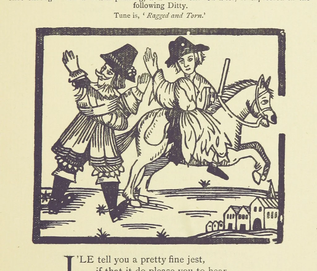 An illustration from A Century of Ballads ... Edited, and illustrated in facsimile of the originals, by J. Ashton, 1887, leaf 299