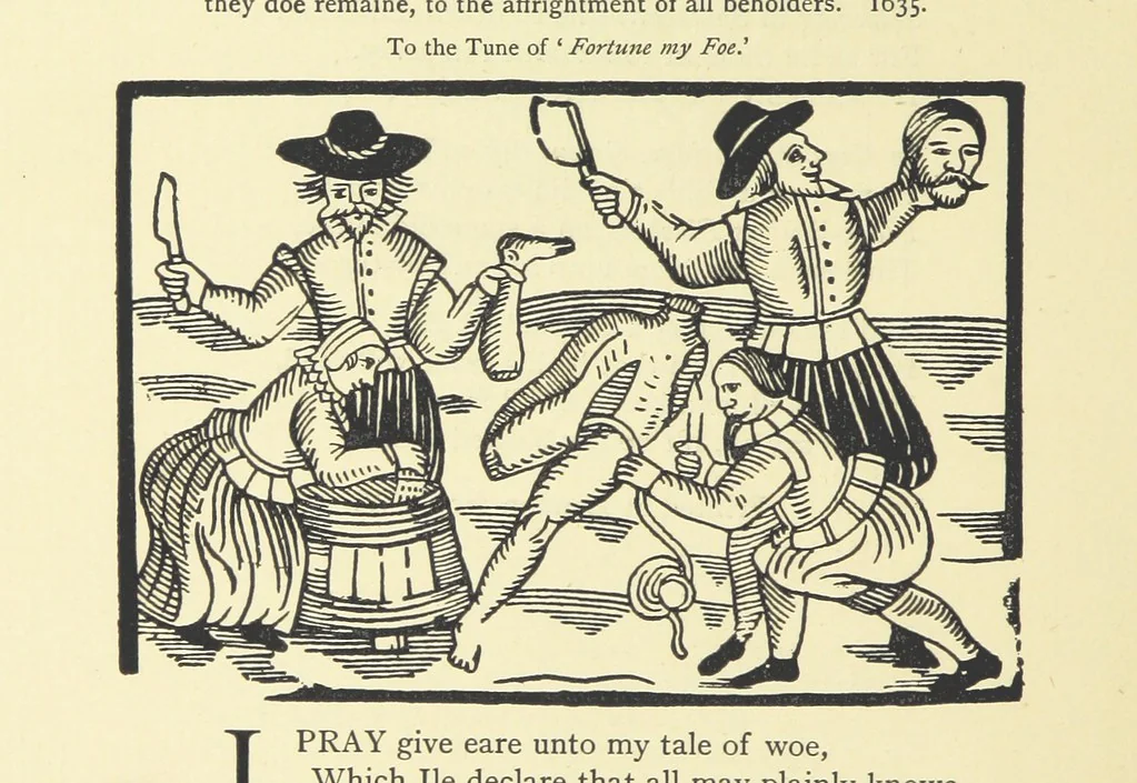 An illustration from A Century of Ballads ... Edited, and illustrated in facsimile of the originals, by J. Ashton, 1887, leaf 326