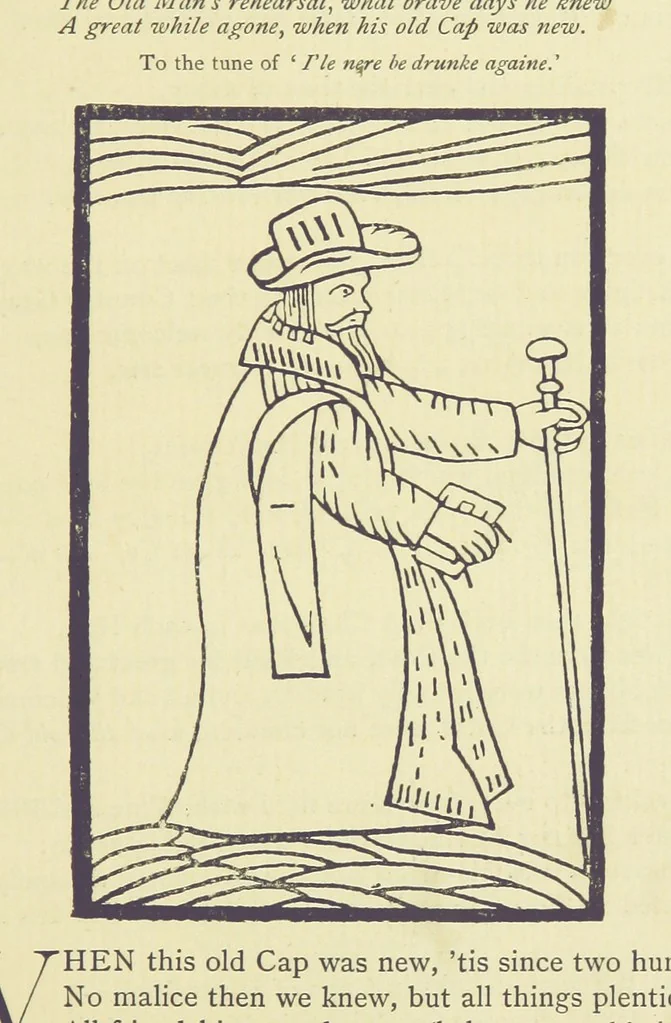 An illustration from A Century of Ballads ... Edited, and illustrated in facsimile of the originals, by J. Ashton, 1887, leaf 33
