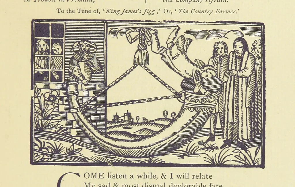 An illustration from A Century of Ballads ... Edited, and illustrated in facsimile of the originals, by J. Ashton, 1887, leaf 337