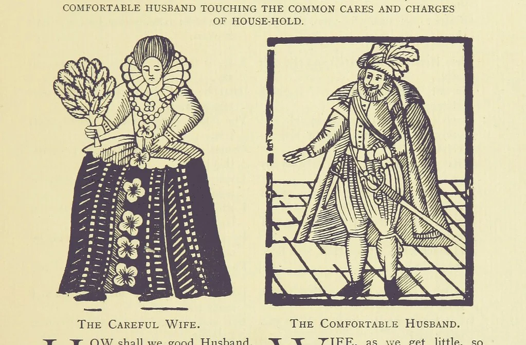 An illustration from A Century of Ballads ... Edited, and illustrated in facsimile of the originals, by J. Ashton, 1887, leaf 45
