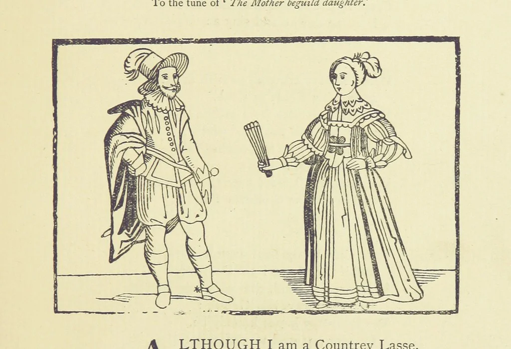 An illustration from A Century of Ballads ... Edited, and illustrated in facsimile of the originals, by J. Ashton, 1887, leaf 65