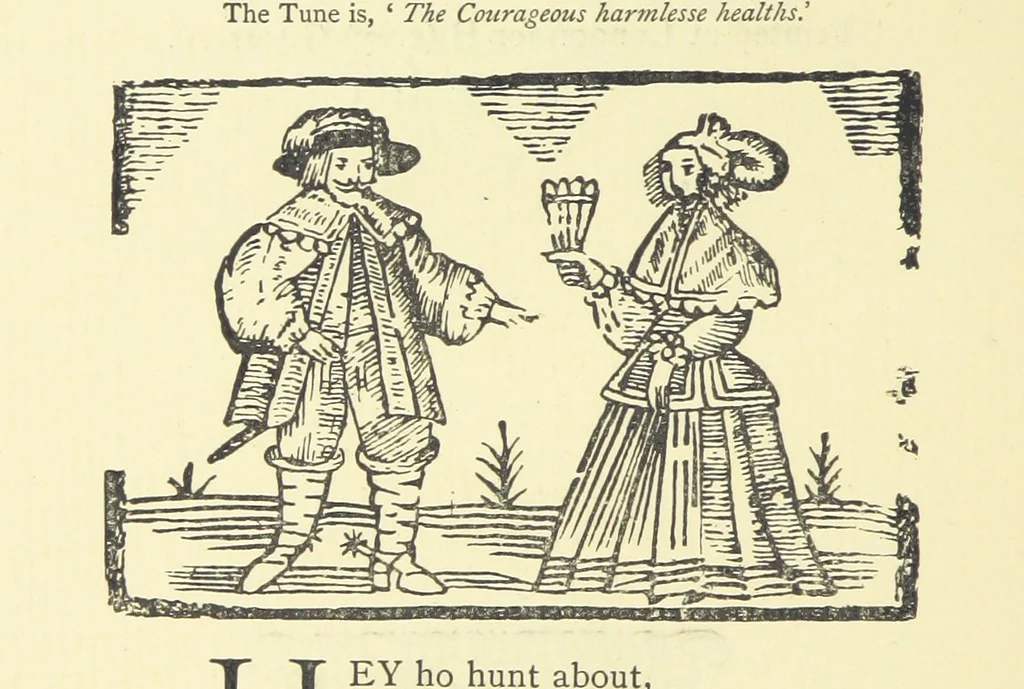 An illustration from A Century of Ballads ... Edited, and illustrated in facsimile of the originals, by J. Ashton, 1887, leaf 88