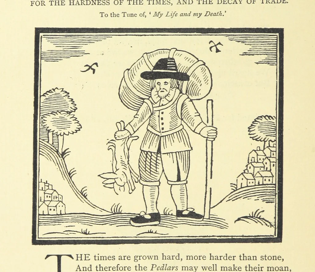 An illustration from A Century of Ballads ... Edited, and illustrated in facsimile of the originals, by J. Ashton, 1887, leaf 96