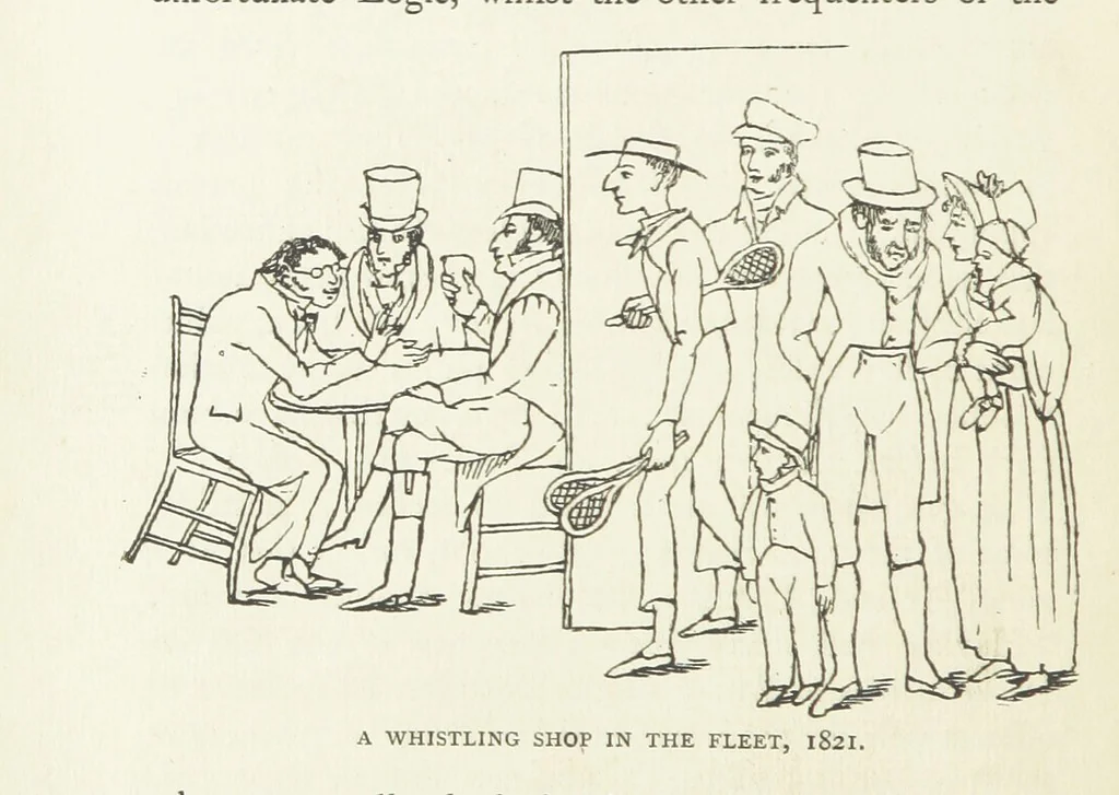 An illustration from The Fleet: its river, prison, and marriages ... Illustrated, etc, 1888, leaf 330