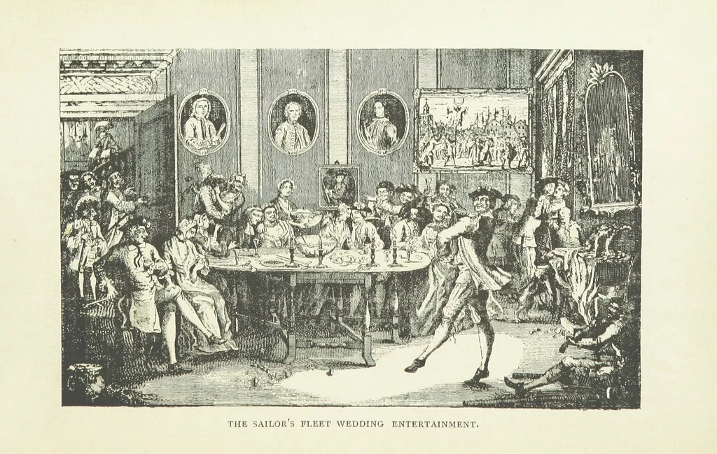 An illustration from The Fleet: its river, prison, and marriages ... Illustrated, etc, 1888, leaf 388