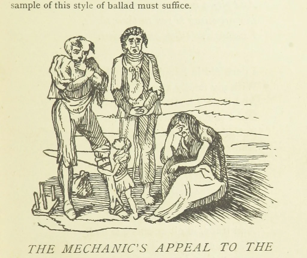 An illustration from Modern Street Ballads. With ... illustrations, 1888, leaf 43
