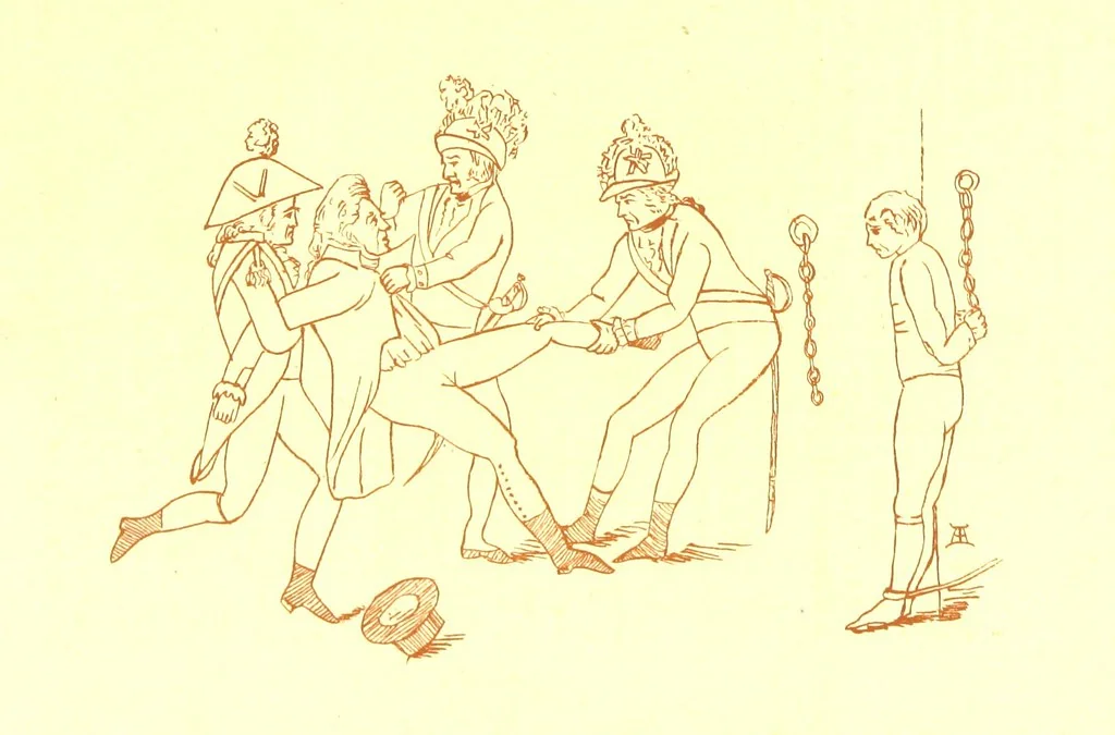 An illustration from Old Times: a picture of social life at the end of the eighteenth century ... With ... illustrations. L.P, 1885, leaf 203