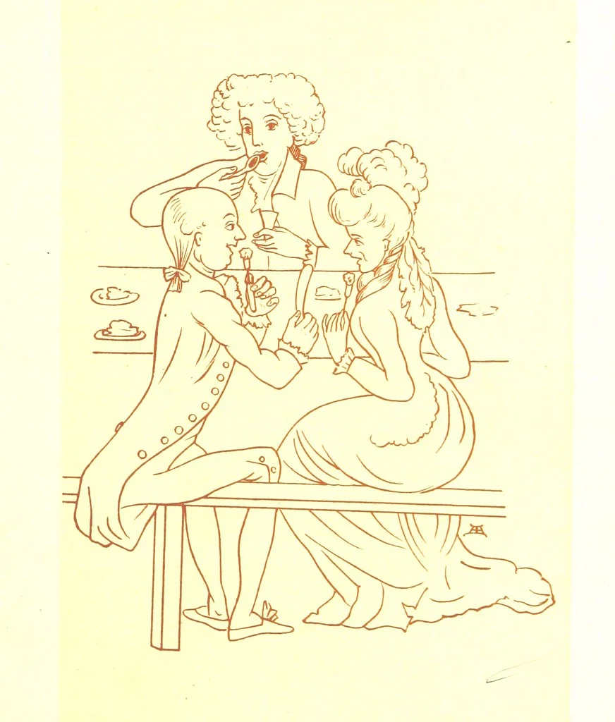 An illustration from Old Times: a picture of social life at the end of the eighteenth century ... With ... illustrations. L.P, 1885, leaf 217