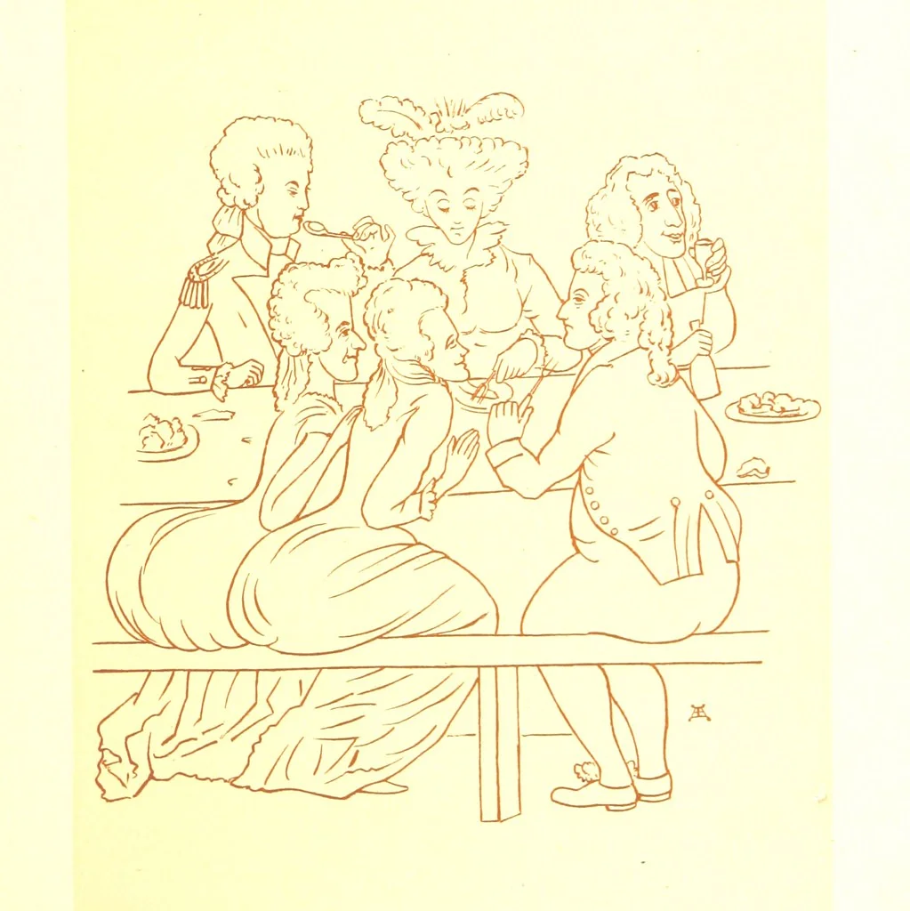 An illustration from Old Times: a picture of social life at the end of the eighteenth century ... With ... illustrations. L.P, 1885, leaf 219