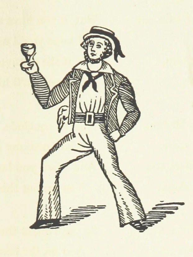 An illustration from Real Sailor-Songs. Collected and edited by J. Ashton. Two hundred illustrations. [Reproductions of broadsheets, 1891, leaf 153