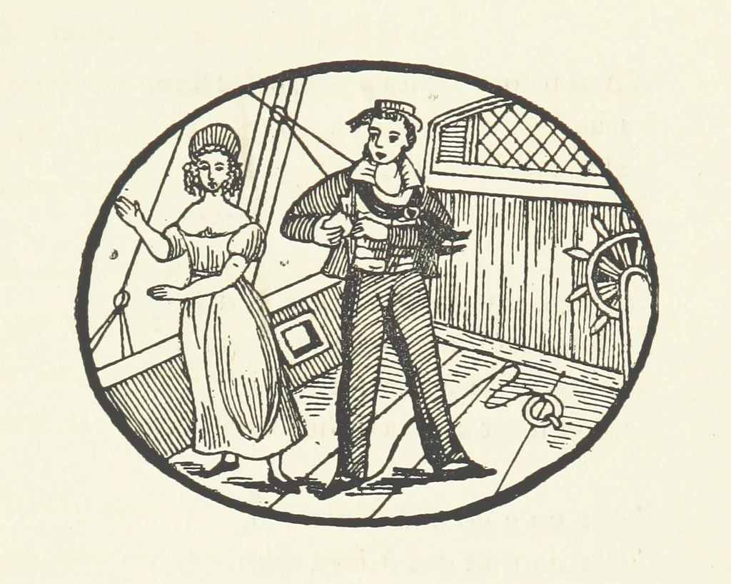 An illustration from Real Sailor-Songs. Collected and edited by J. Ashton. Two hundred illustrations. [Reproductions of broadsheets, 1891, leaf 171