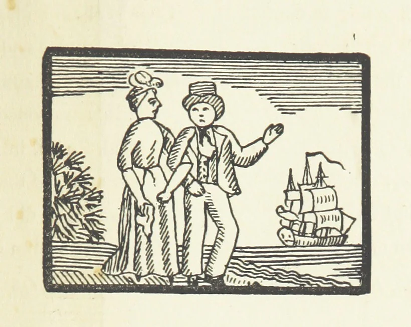 An illustration from Real Sailor-Songs. Collected and edited by J. Ashton. Two hundred illustrations. [Reproductions of broadsheets, 1891, leaf 183