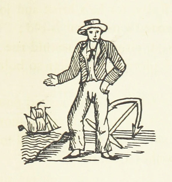 An illustration from Real Sailor-Songs. Collected and edited by J. Ashton. Two hundred illustrations. [Reproductions of broadsheets, 1891, leaf 187