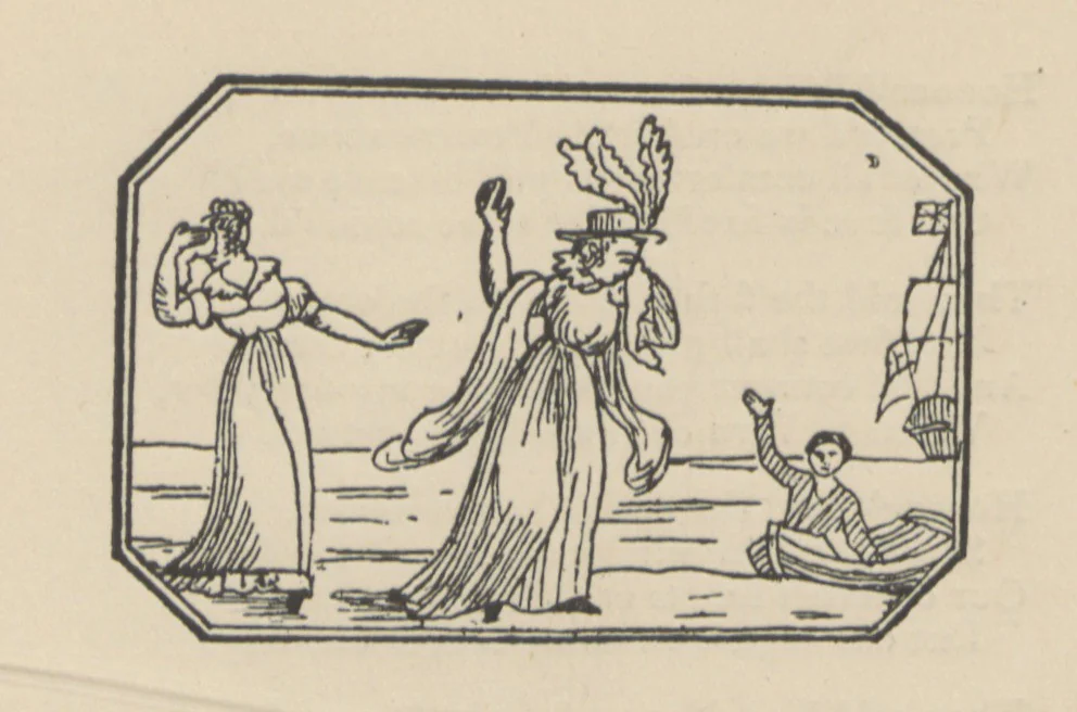An illustration from Real Sailor-Songs. Collected and edited by J. Ashton. Two hundred illustrations. [Reproductions of broadsheets, 1891, leaf 195