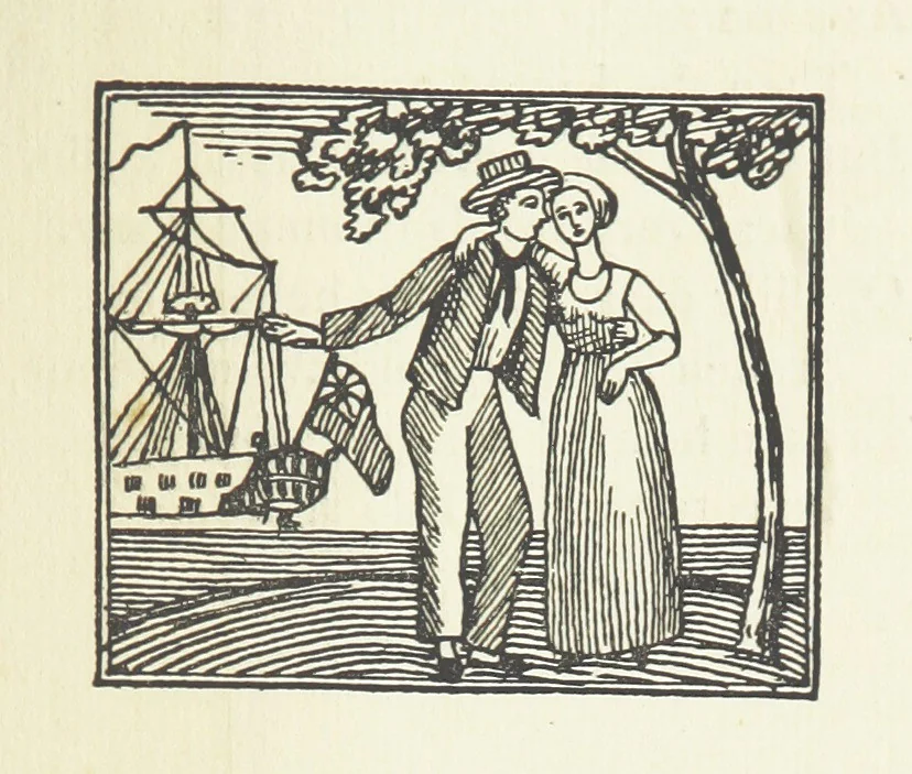 An illustration from Real Sailor-Songs. Collected and edited by J. Ashton. Two hundred illustrations. [Reproductions of broadsheets, 1891, leaf 199