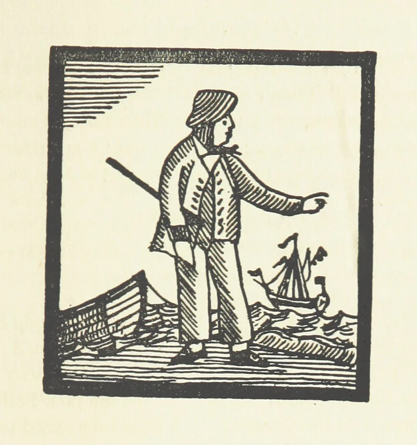 An illustration from Real Sailor-Songs. Collected and edited by J. Ashton. Two hundred illustrations. [Reproductions of broadsheets, 1891, leaf 245