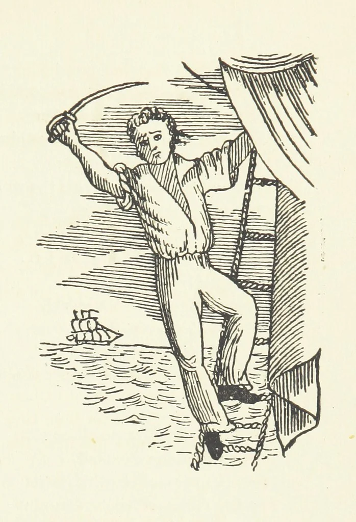 An illustration from Real Sailor-Songs. Collected and edited by J. Ashton. Two hundred illustrations. [Reproductions of broadsheets, 1891, leaf 87