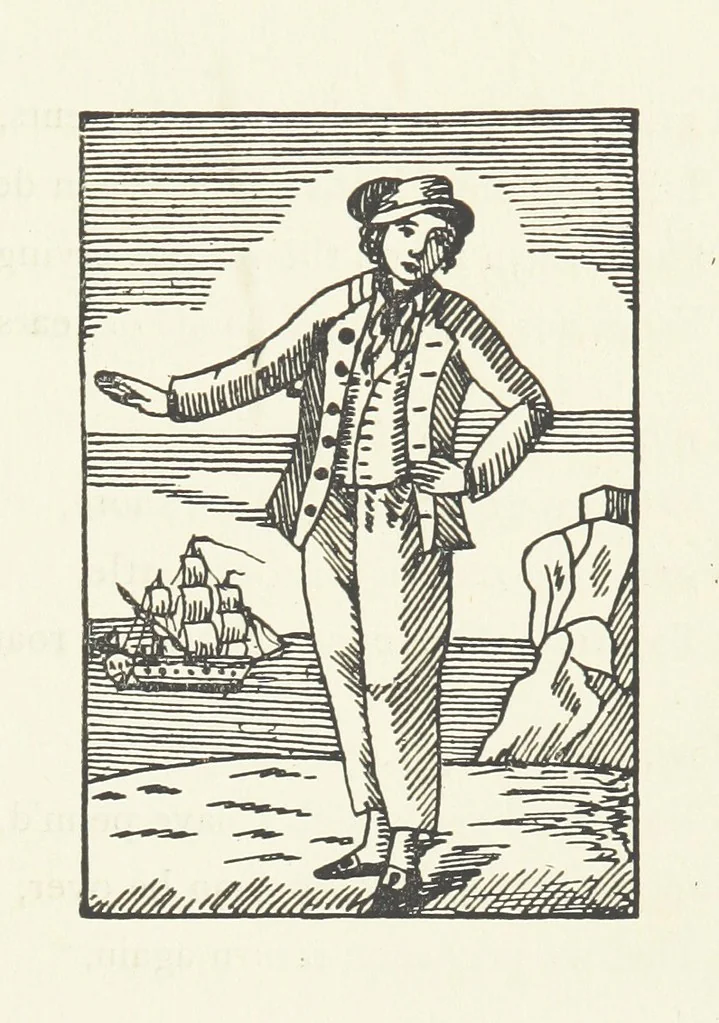 An illustration from Real Sailor-Songs. Collected and edited by J. Ashton. Two hundred illustrations. [Reproductions of broadsheets, 1891, leaf 97