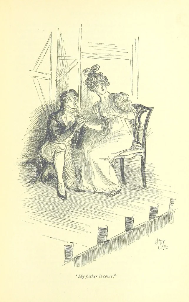 An illustration from Mansfield Park, etc, 1898, leaf 177