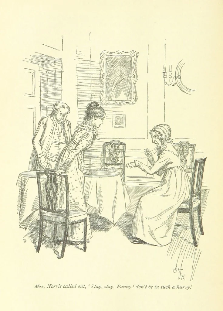 An illustration from Mansfield Park, etc, 1898, leaf 316