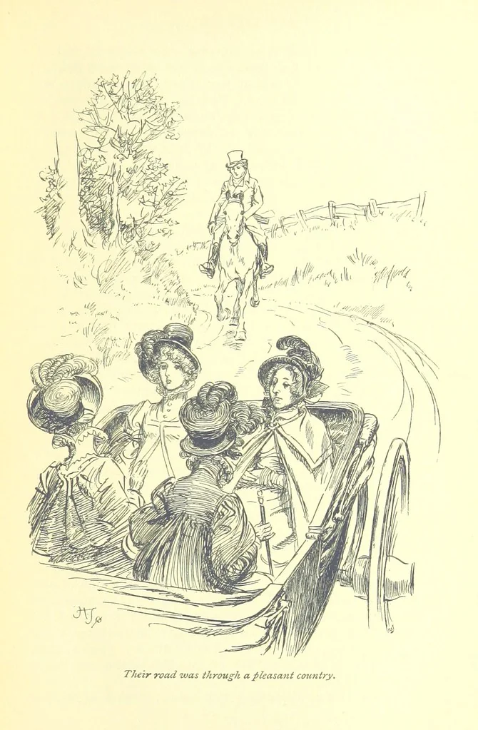 An illustration from Mansfield Park, etc, 1898, leaf 97
