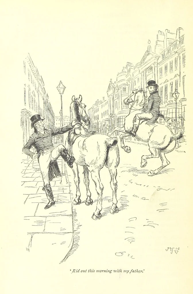 An illustration from Northanger Abbey and Persuasion ... With illustrations by Hugh Thomson and an introduction by Austin Dobson, 1897, leaf 80