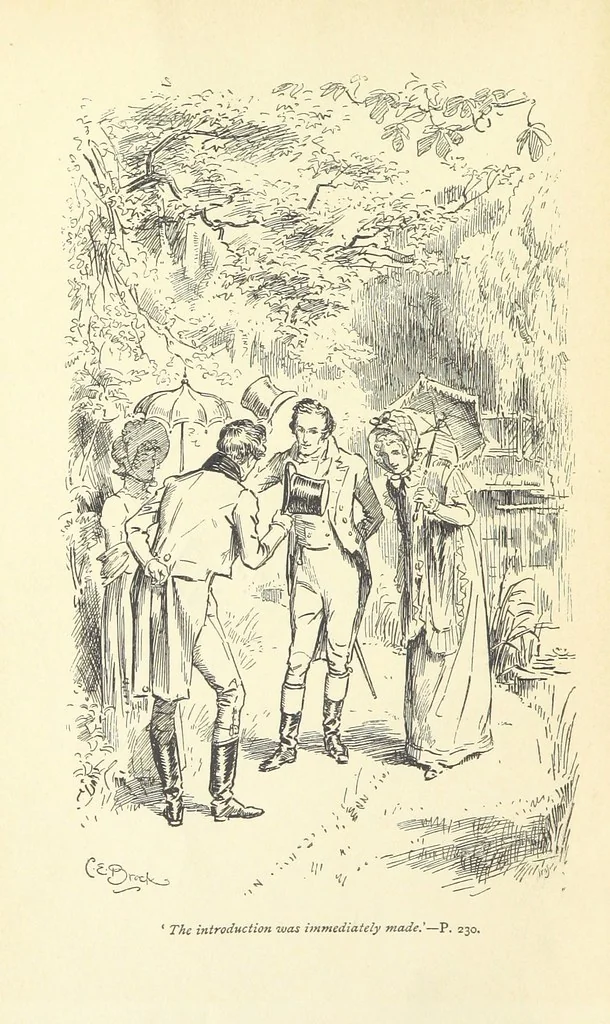 An illustration from Pride and prejudice, 1895, leaf 10