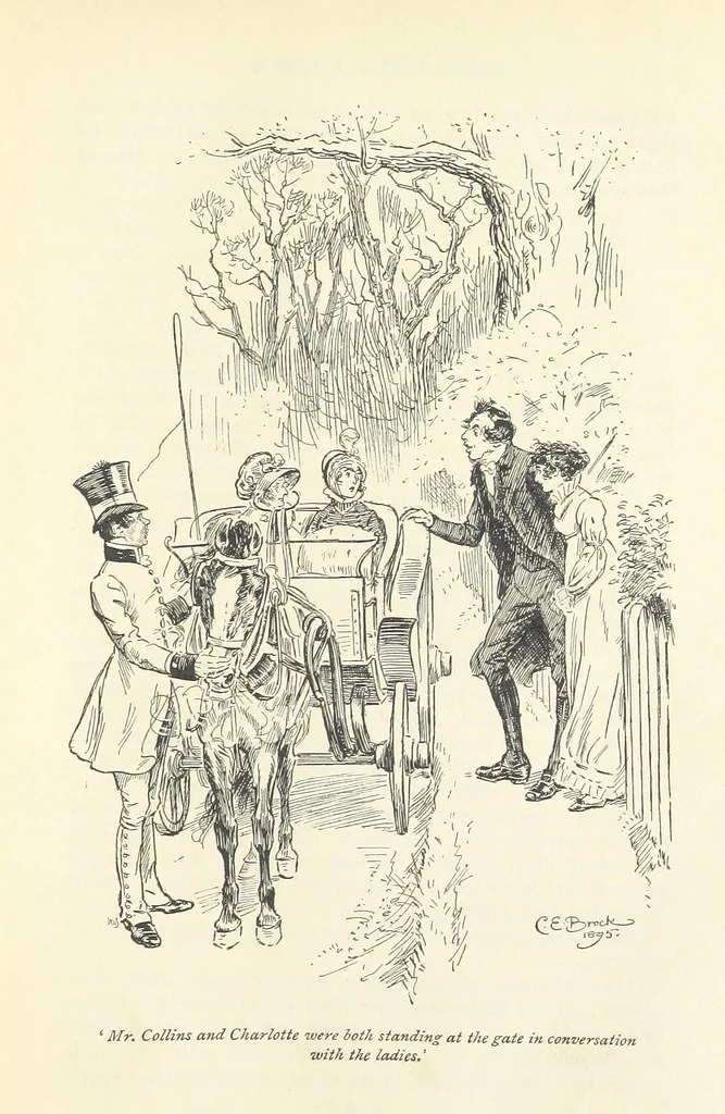 An illustration from Pride and prejudice, 1895, leaf 185