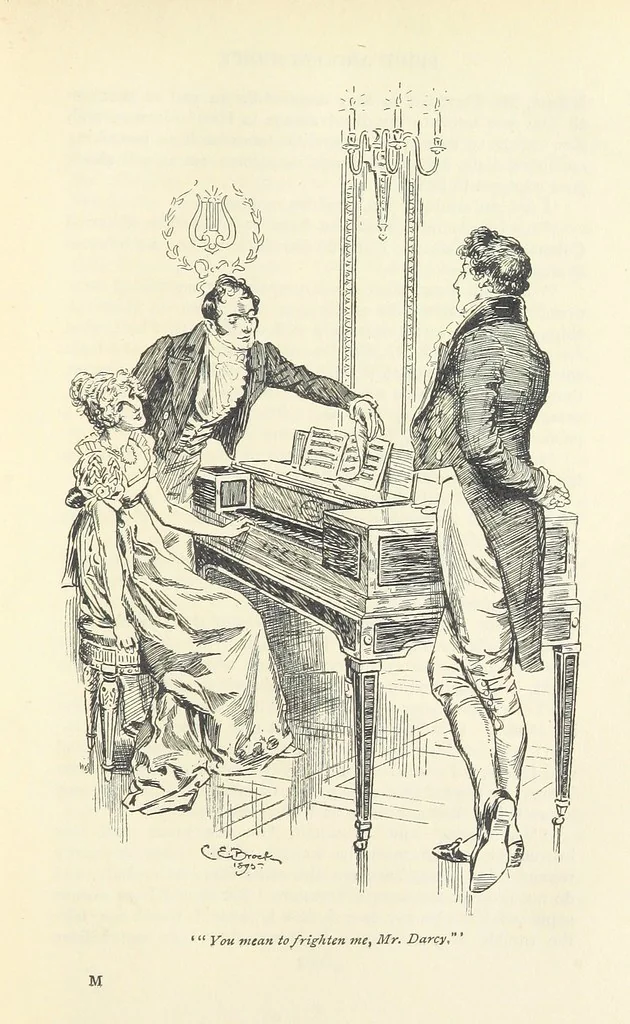 An illustration from Pride and prejudice, 1895, leaf 199