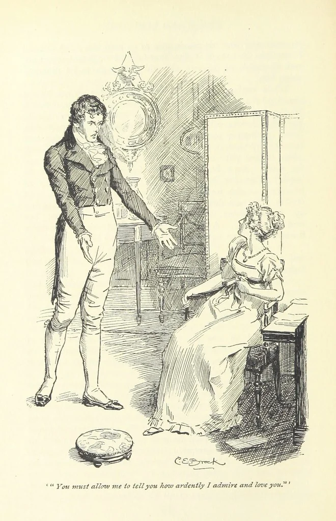 An illustration from Pride and prejudice, 1895, leaf 212