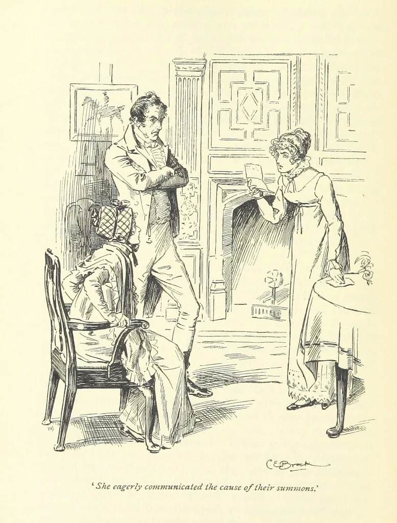 An illustration from Pride and prejudice, 1895, leaf 290