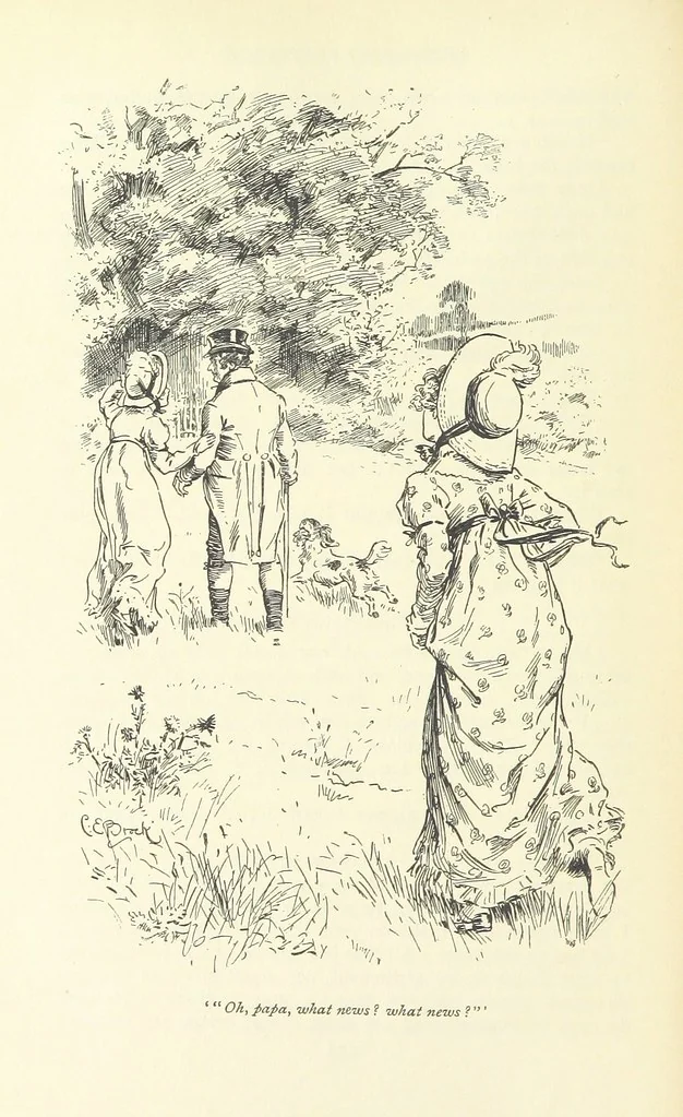 An illustration from Pride and prejudice, 1895, leaf 310