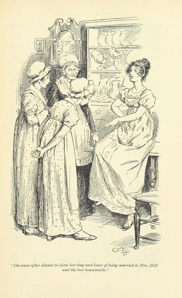 An illustration from Pride and prejudice, 1895, leaf 323