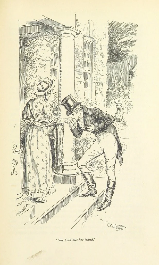 An illustration from Pride and prejudice, 1895, leaf 335