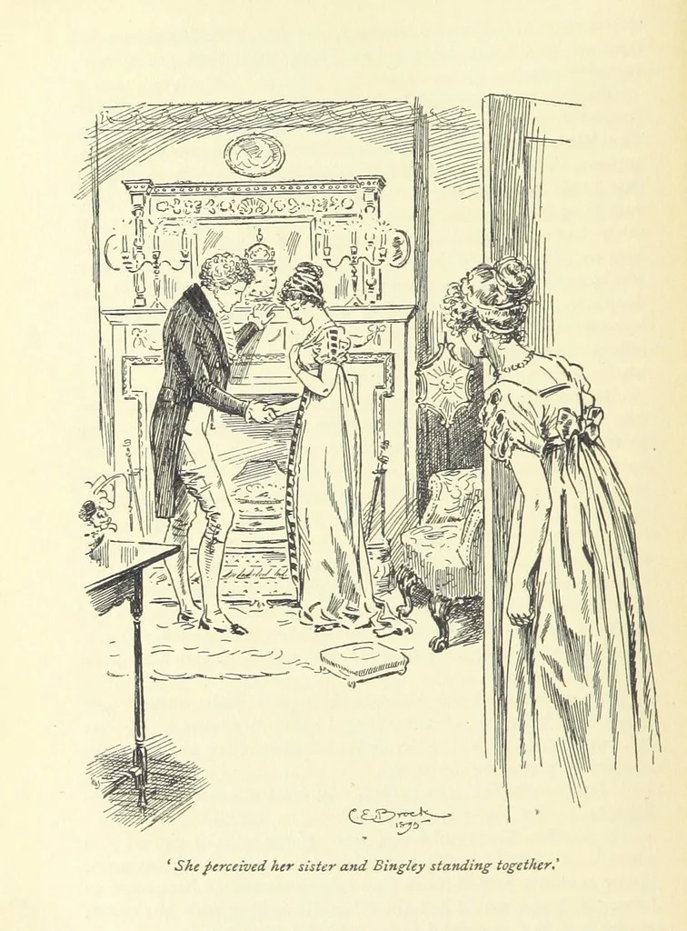 An illustration from Pride and prejudice, 1895, leaf 350
