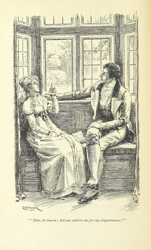 An illustration from Pride and prejudice, 1895, leaf 382