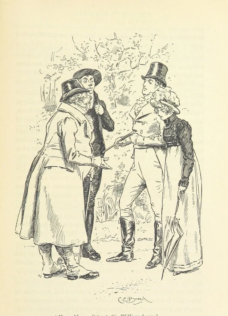 An illustration from Pride and prejudice, 1895, leaf 387