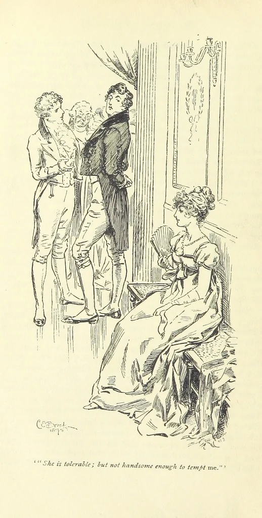 An illustration from Pride and prejudice, 1895, leaf 48