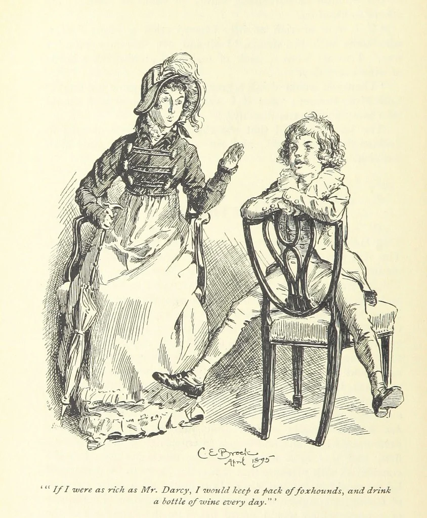 An illustration from Pride and prejudice, 1895, leaf 56