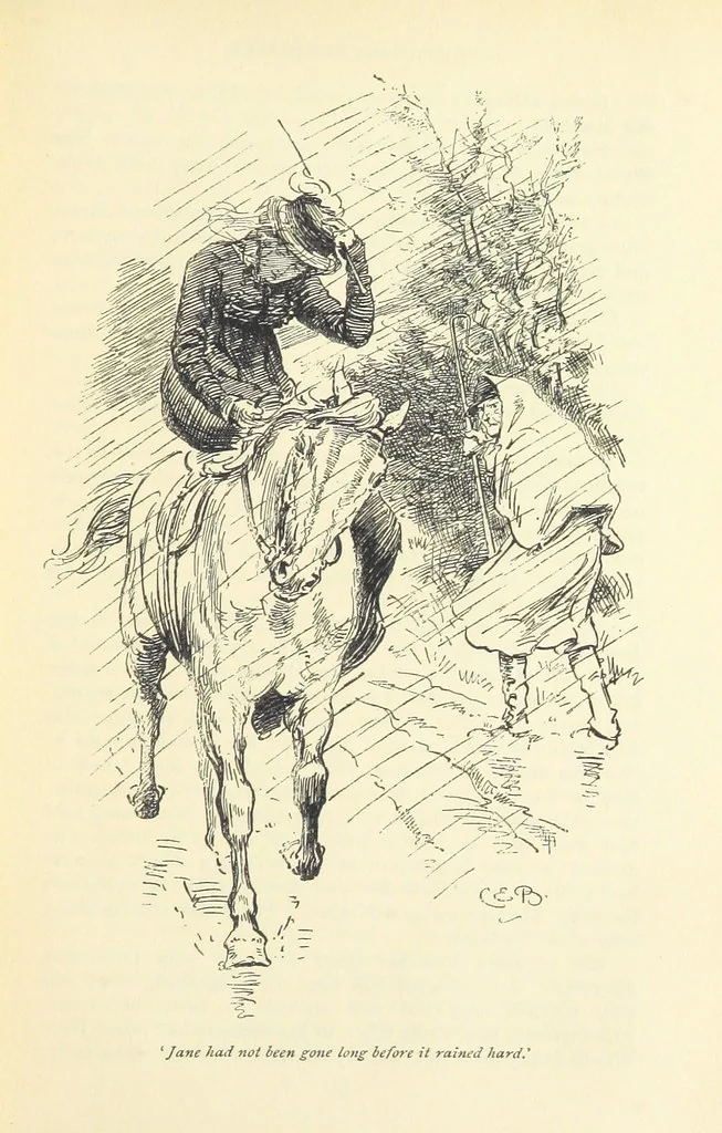 An illustration from Pride and prejudice, 1895, leaf 67