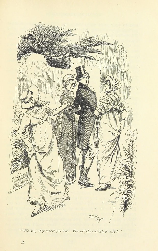 An illustration from Pride and prejudice, 1895, leaf 87
