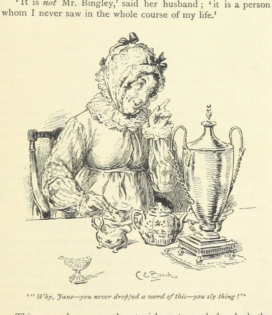 An illustration from Pride and prejudice, 1895, leaf 95
