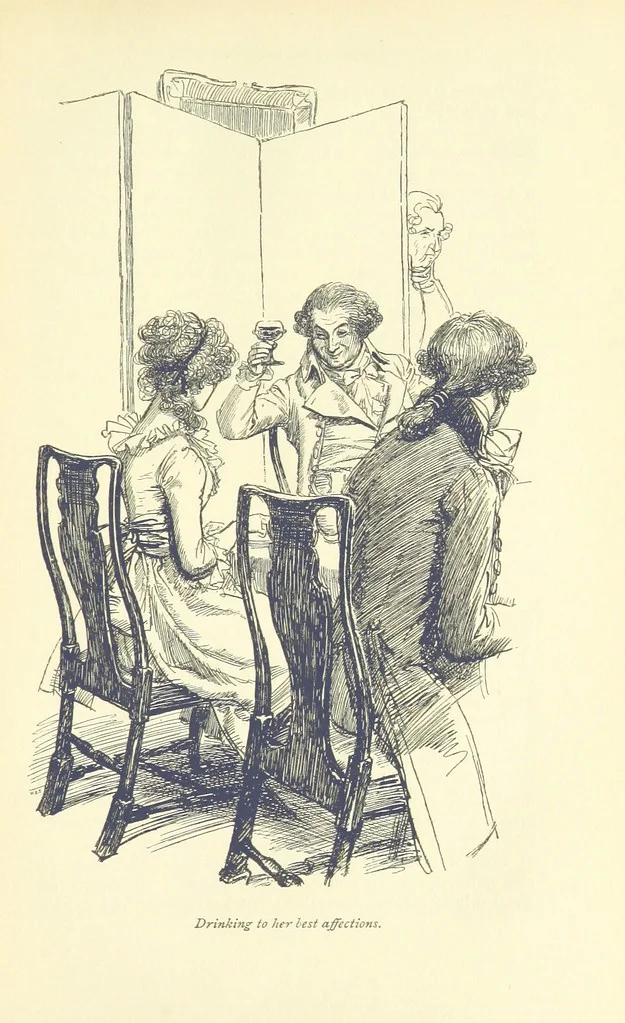 An illustration from Sense and sensibility, 1896, leaf 131