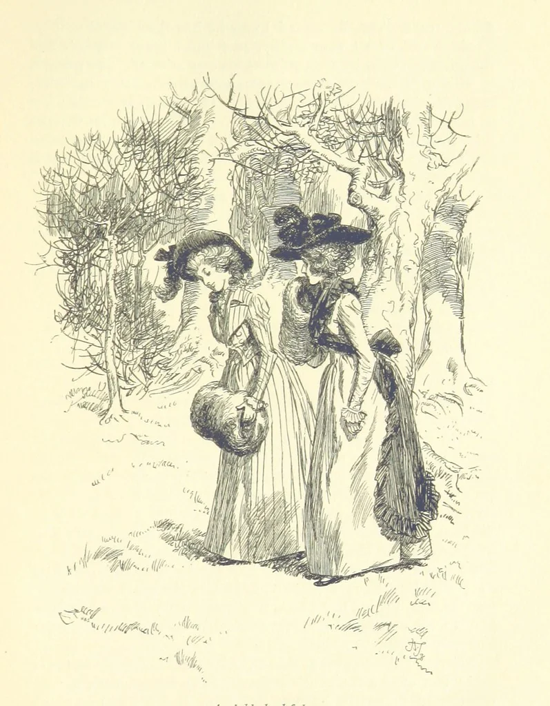 An illustration from Sense and sensibility, 1896, leaf 135